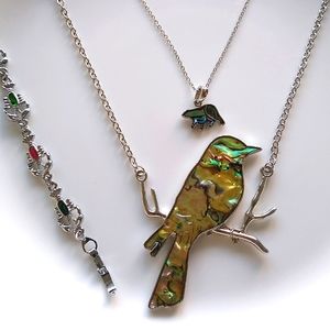 Abalone animal lovers' silver jewelry bundle